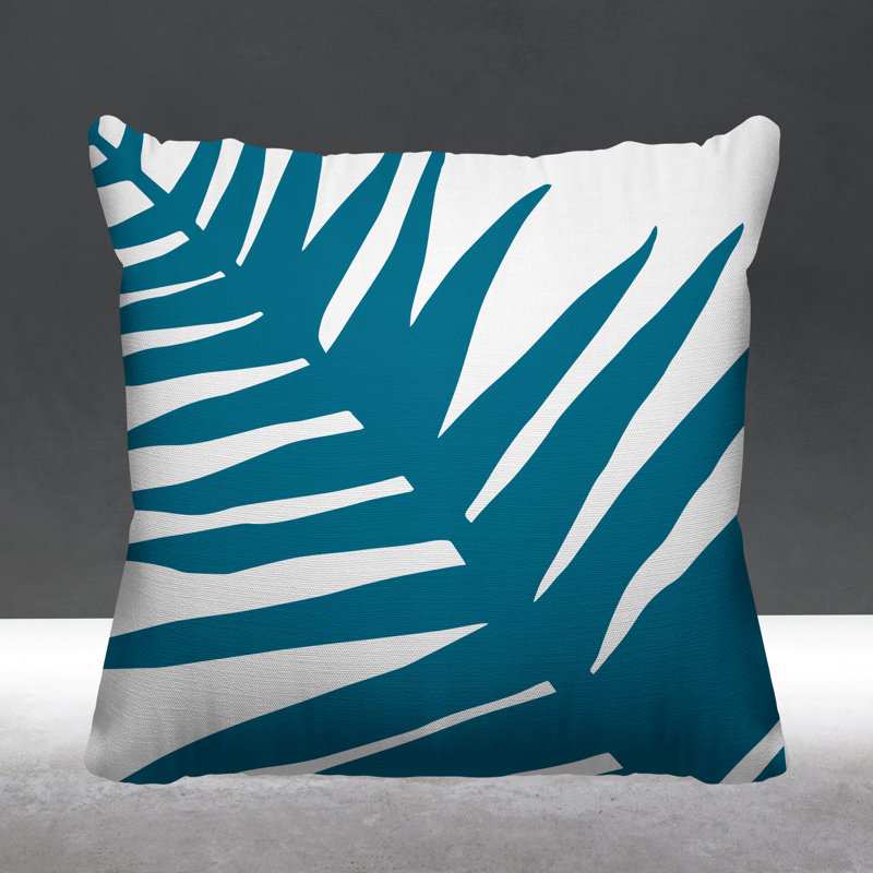 Fielding Outdoor Reversible Throw Pillow, 15W" x 15H", Turquoise