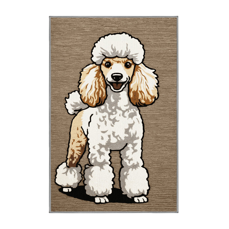 Washable Poodle Dogs Area Rug, Rectangle 2' x 3'