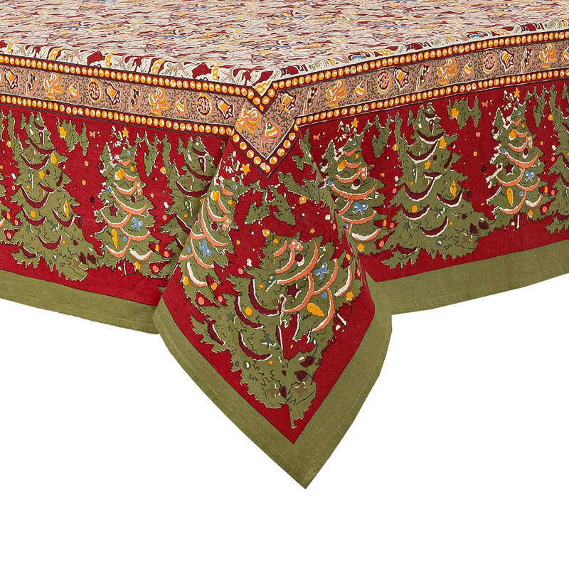 Noel Red and Green Handmade Floral Tablecloth 71x128