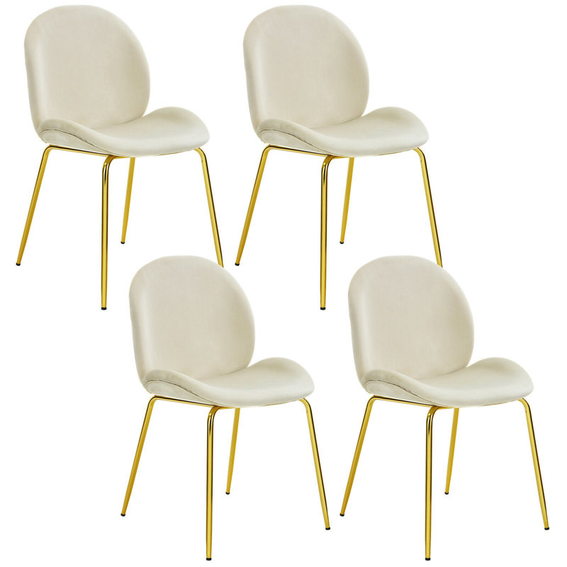 Chaise d'appoint rembourrée en velours Letellier Mauldin, Beige