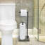 Black Free Standing Toilet Roll Holder with Wood Base