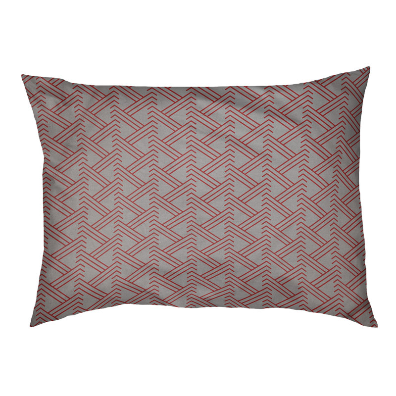 Chen Geometric Pet Bed, Medium (40" W x 6.5" D x 30" H), Gray/Red