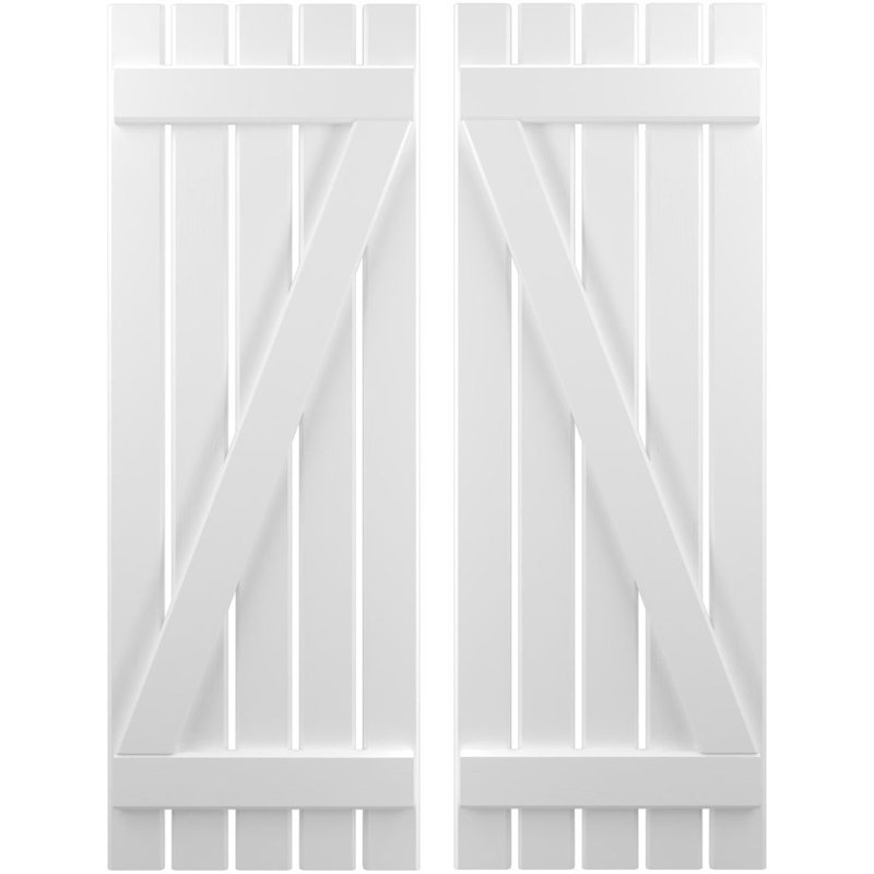 Volets de planche-n-lattes avec barre en Z (par paire) Americraft (2 lattes), Blanc, 19 1/2", 77"