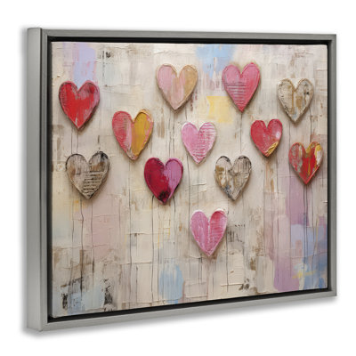 "Playful Love Hearts", art mural encadré sur toile flottante par LSR Design Studio