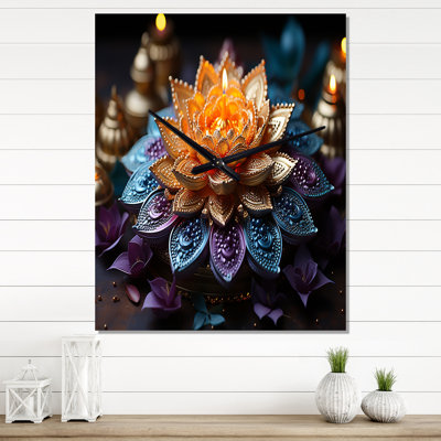 Hinduisim Vibrant Mandala - Spiritual Wall Clock