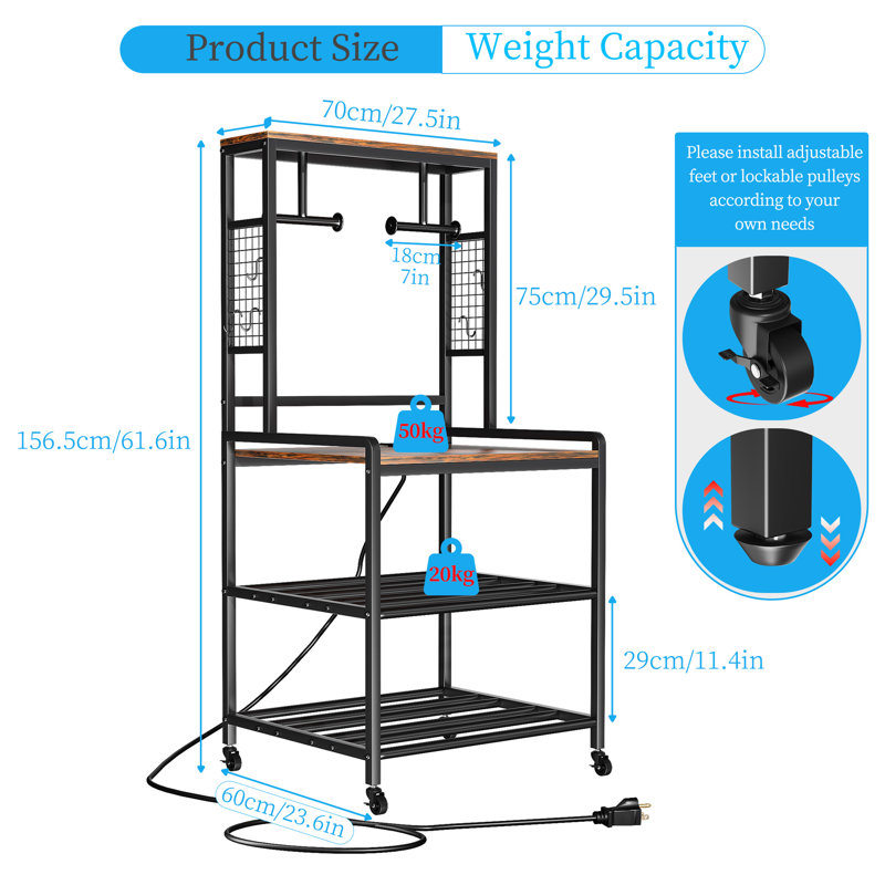 3d Printer Stand With Filament Storage & Power Outlet, Rolling 3d Printer Table For Ender 3/cr-10/prusa/anycubic, Heavy Duty 3-tier Metal Mobile 3d Printer Workstation, Black And Black