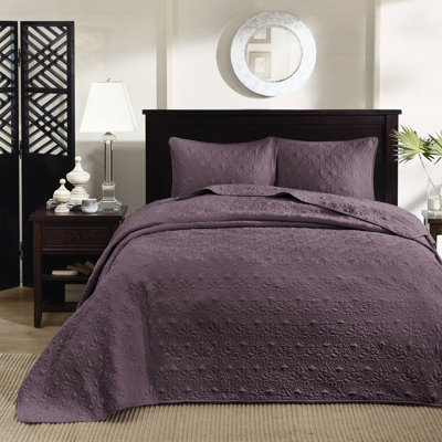 Courtepointe réversible mauve pour très grand / très grand lit - La conception de rembourrage en coton prélavé confortable et tendance comprend 2 taies décoratives et une literie élégante