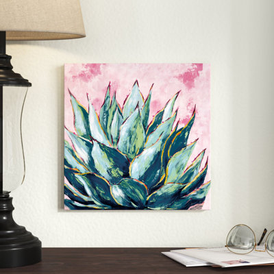 Teal Succulent - Reproduction d'art sur toile tendue
