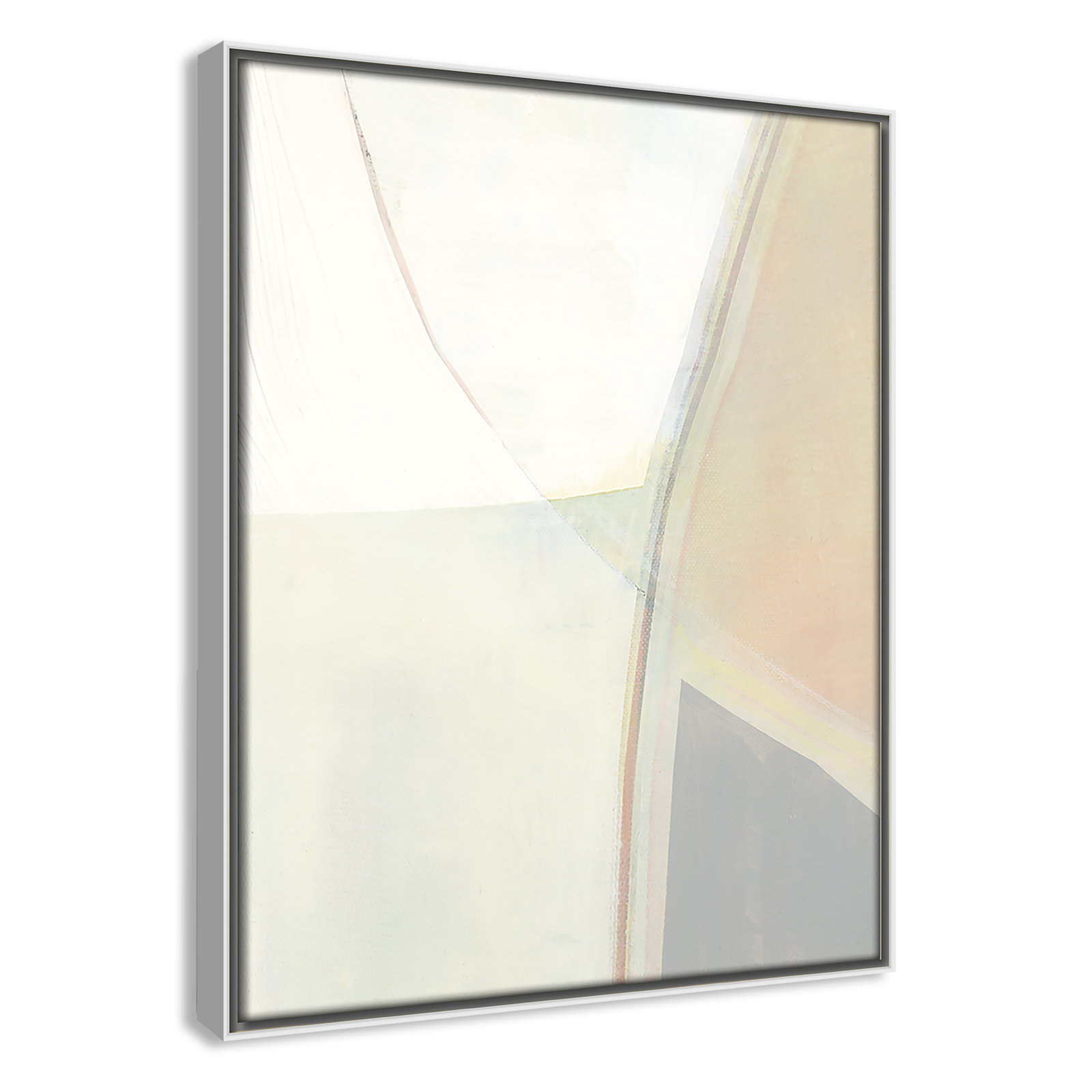 Alexandria "In Neutral II" Painting by Cartissi, White Framed Canvas, 15.5" H x 12.5" W x 2" D