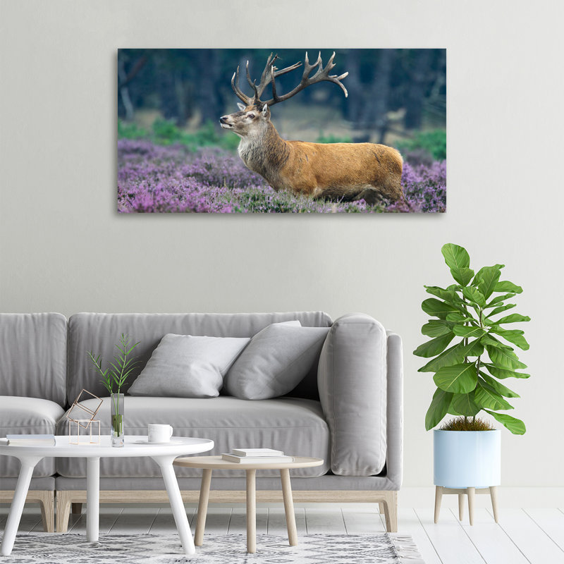 Deer Among Lavender - Wrapped Canvas Print