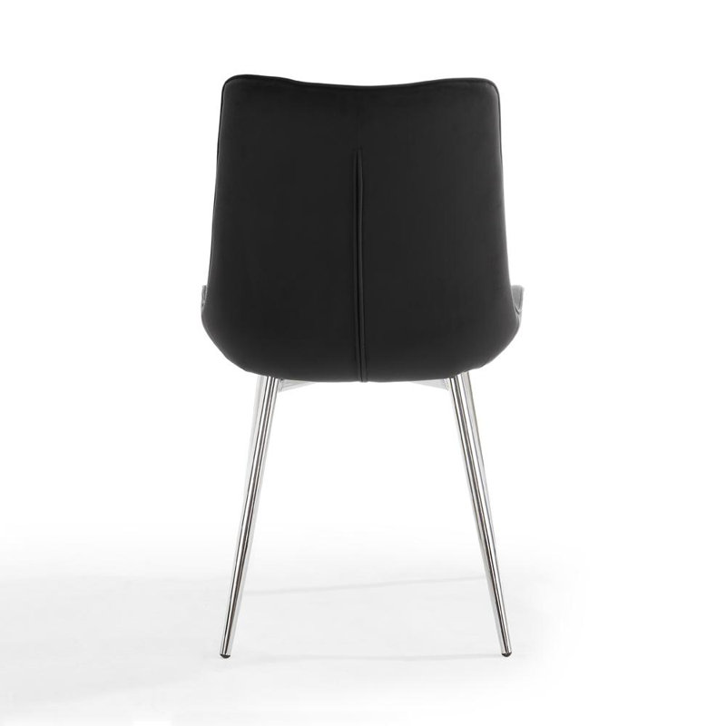 Ahmarie 48cm H Velvet Upholstered Upholstered Back Side Chair, Black, Chrome
