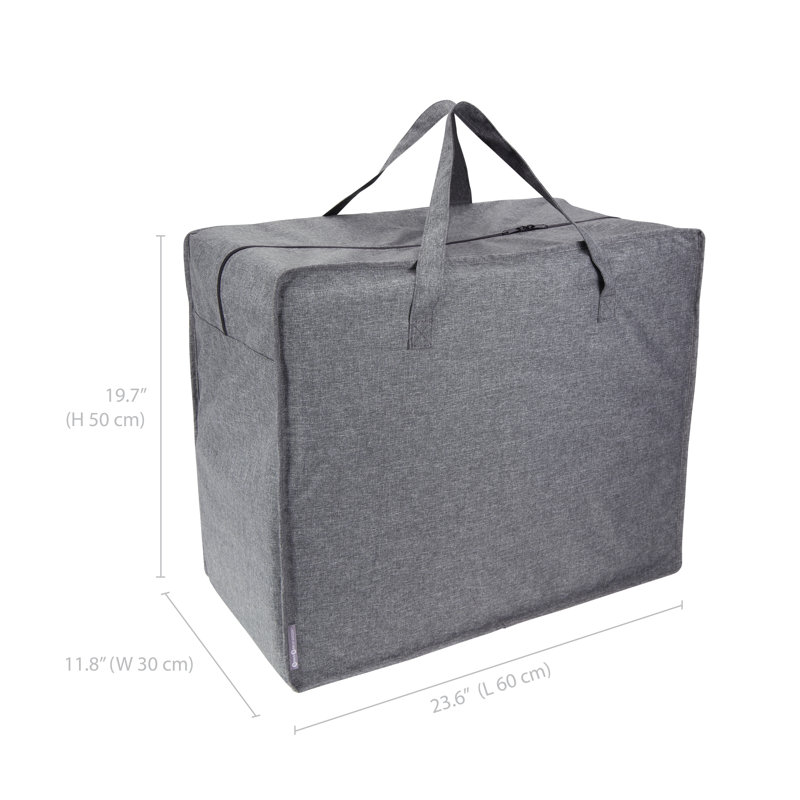 Bigso Soft Storage Bag XL | Blanket Storage Bags with Zipper, Gray