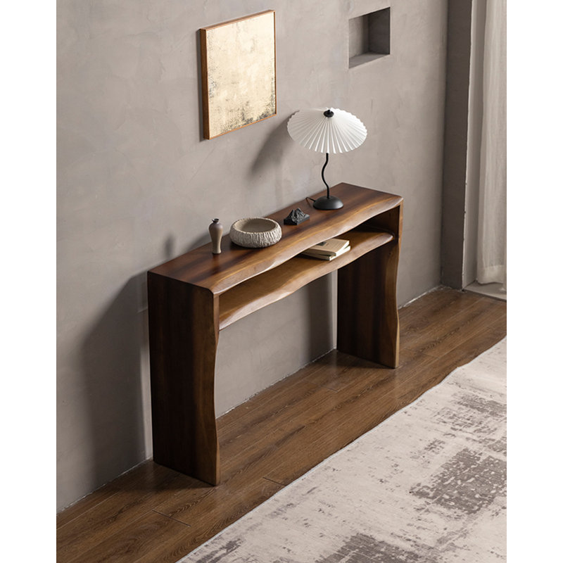 39.37" Brown Rectangular Solid Wood Console Table, 29.53" H x 39.37" W x 11.81" D