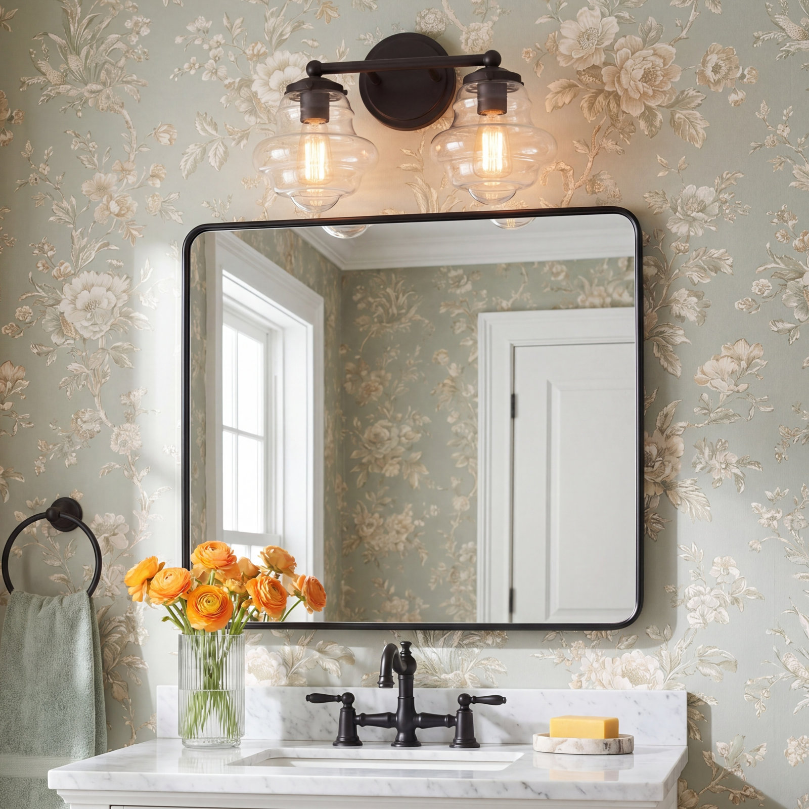 Marah 2 Light Transparent Dimmable Vanity Light, Oil Rubbed Bronze