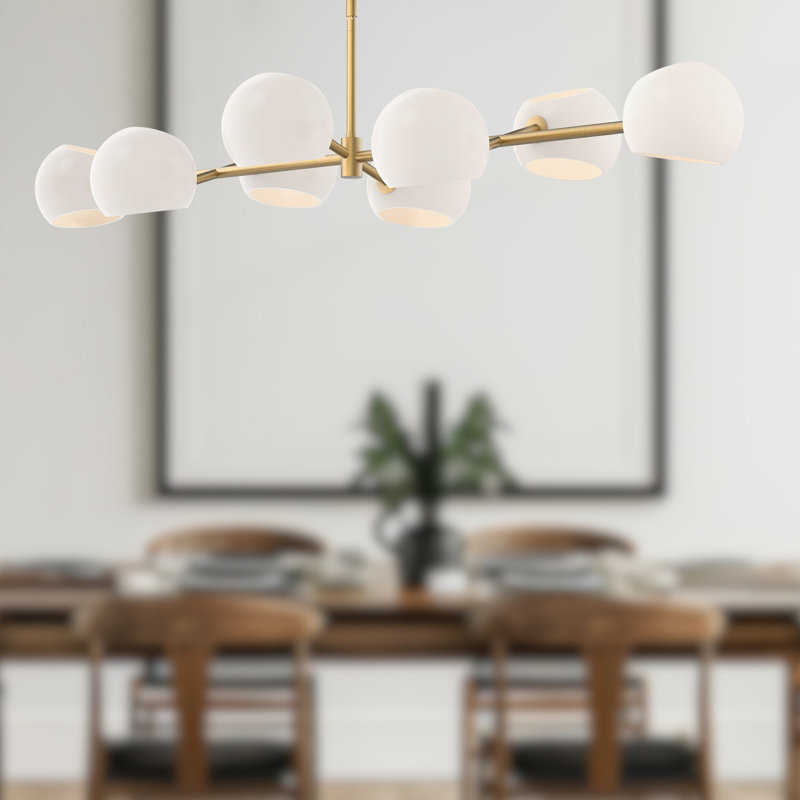 Willow 8 - Light Sputnik Chandelier, Brushed Gold, Opal Matte