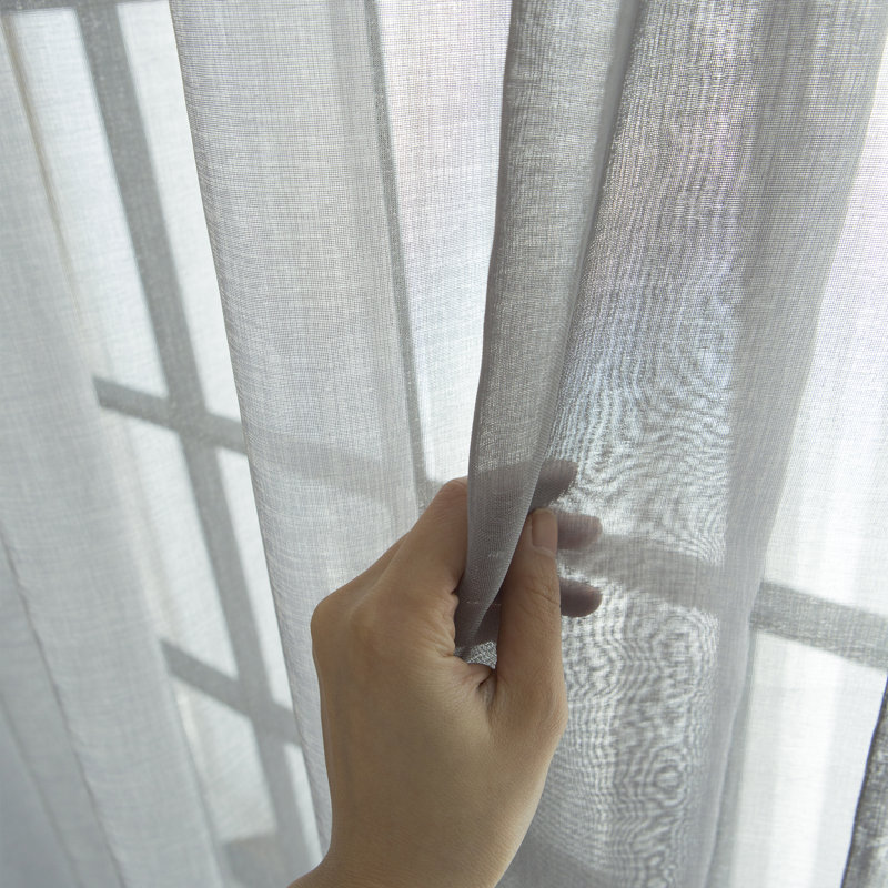 Paire de rideaux transparents avec œillets Amarely, Gris, L 52 po x L 84 po