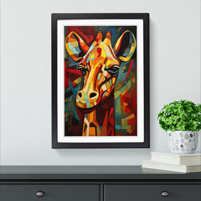 Giraffe Cubism Art - Framed Print