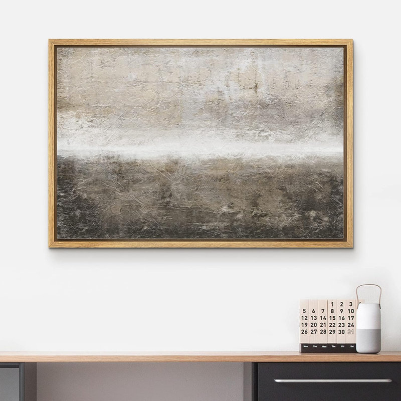 «Minimal Landscape Minimal Brown Brush Stroke Pastel Abstract Landscape Contemporary Art Living Room Office on Canvas Print