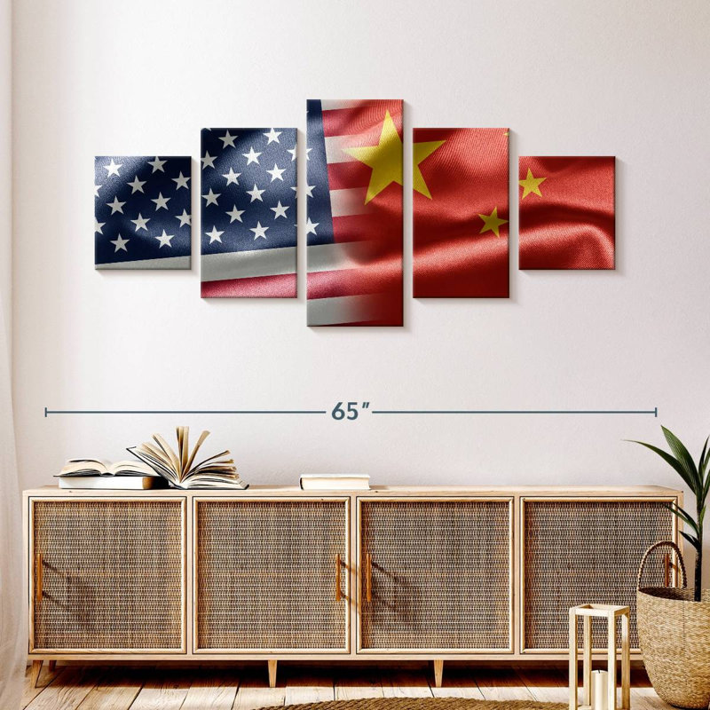 China And USA Flag, 24" H x 55" W