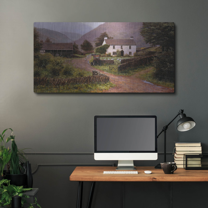 «Yew Tree Farm» par Bill Makinson, Lark Manor, art mural en métal, H 24 po x l 48 po