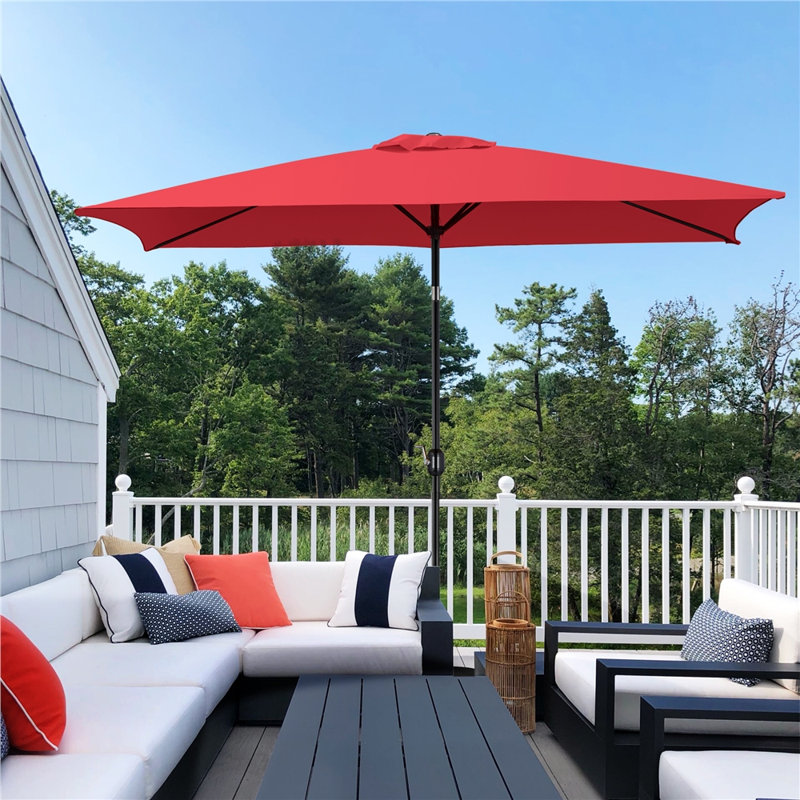 Parasol d'extérieur rectangulaire Glidewell, H 99,6 po x l 120 po x P 78 po, Rouge