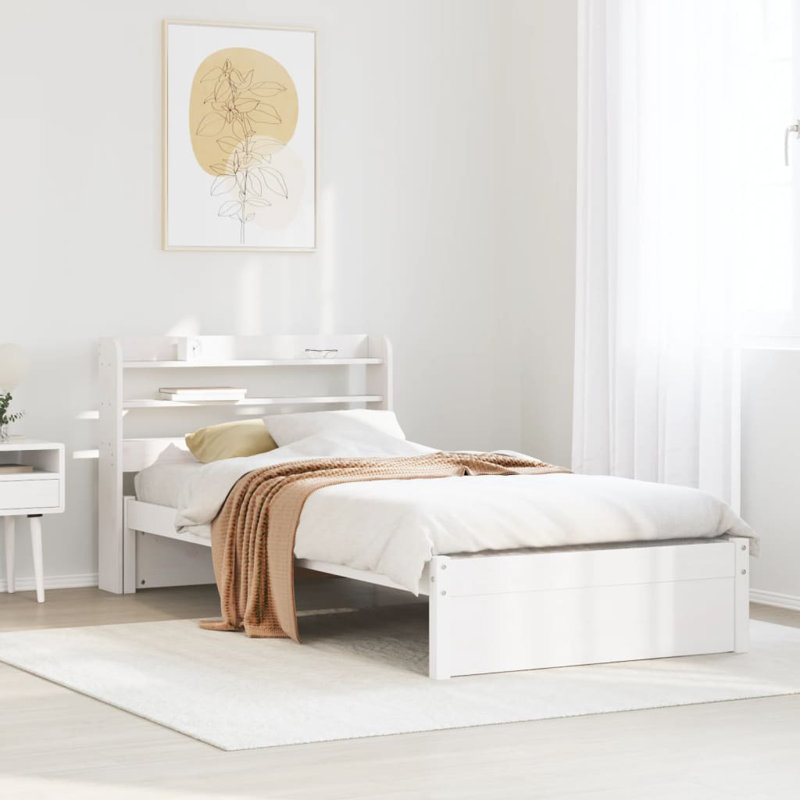 Bed Frame With Headboard Without Mattress, Small Single (2'6), White
