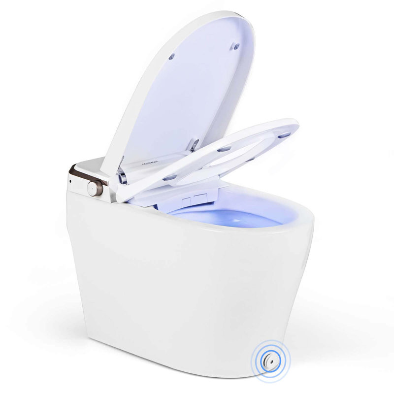 Toilette allongée pour bidet avec siège chauffant et veilleuse réglable Gymax