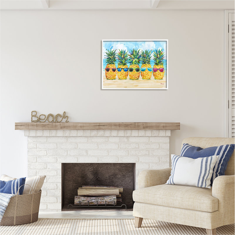 Colorful Pineapples with Sunglasses Canvas Print, 30" x 24"
