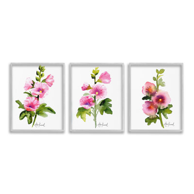 «Pink Flower Watercolors Single Photo Frame» par Alexandria Gilbert Kincaid, 3 pièces sur toile