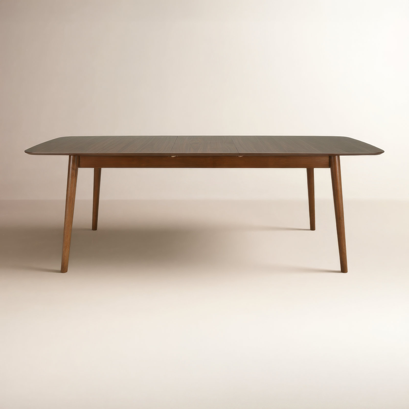 87" Extendable Oak Dining Table, Dark Brown Wood