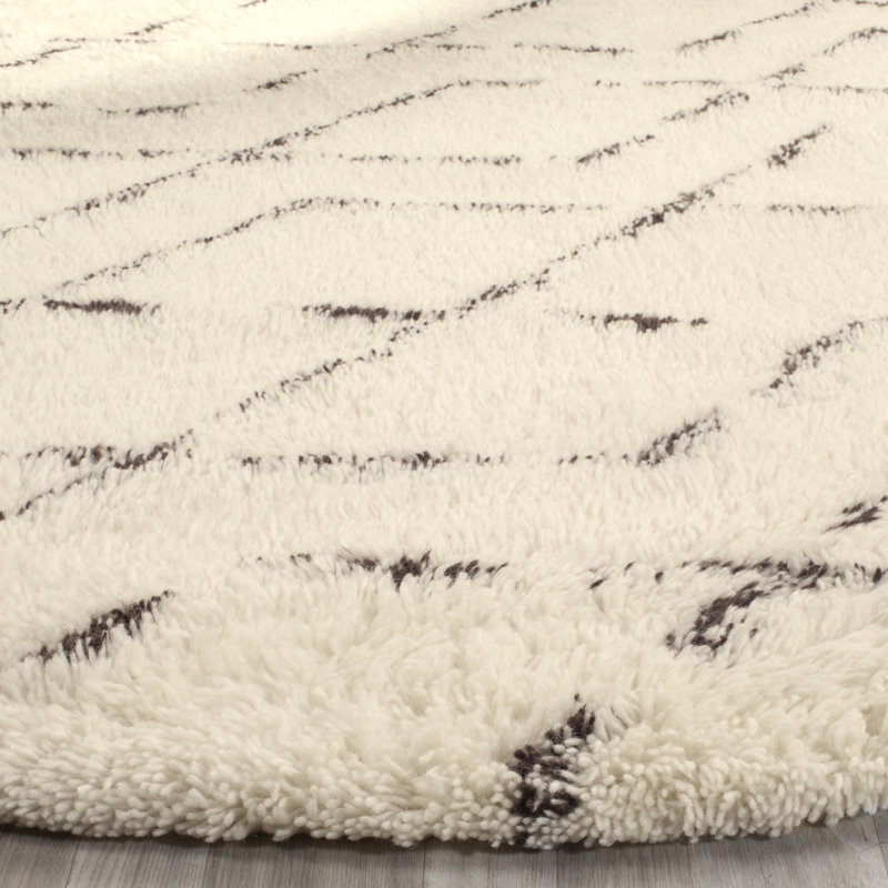 Tapis géométrique en laine et coton touffeté à la main Powell, Rond 6 pi