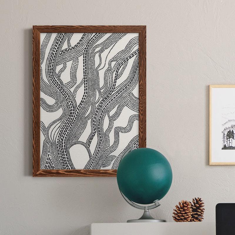 «Dots And Dash I», toile encadrée de qualité supérieure - prête à être accrochée, H 44 po x l 31 po x P 1 po, Érable