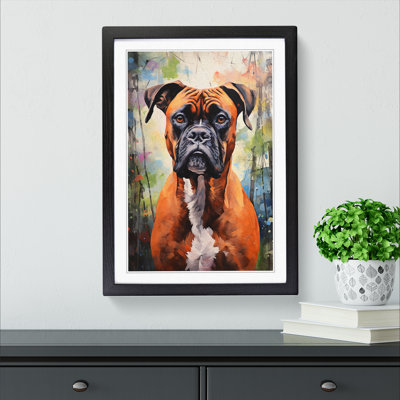 Boxer Dog Hard Edge Painting Art - Framed Print