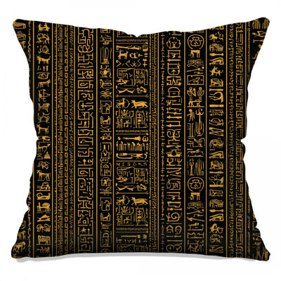 Gold Egyptian Hieroglyphs Double Sided Throw Pillows
