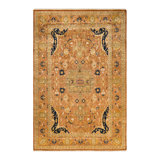 Tapis brun noué à la main de conception unique et unique 6 pi 1 po x 9 pi 1 po Oakhur