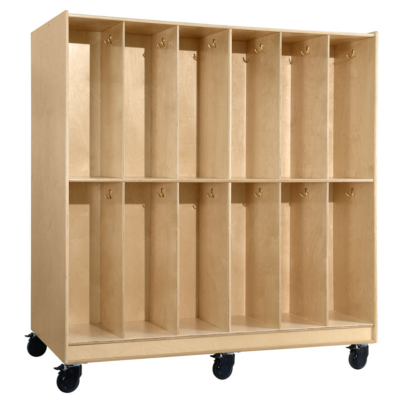 Natural Baltic Birch Mobile 24 Section Locker with Hooks