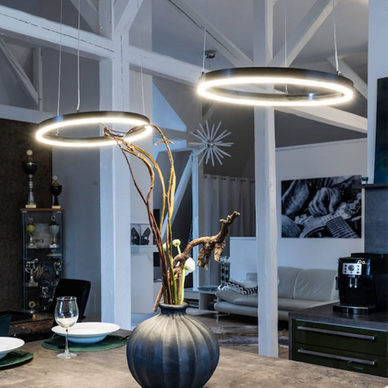 Ring 40 LED Hanging Lamp Dimmable, 240cm H x 43cm W x 50cm D, Gold