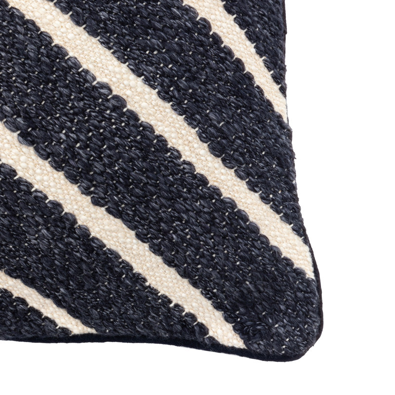 Square Cushion, Feather, Blue Striped
