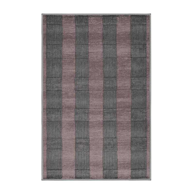 Machine Washable Checkered Gray Area Rug, Rectangle 8' x 10'