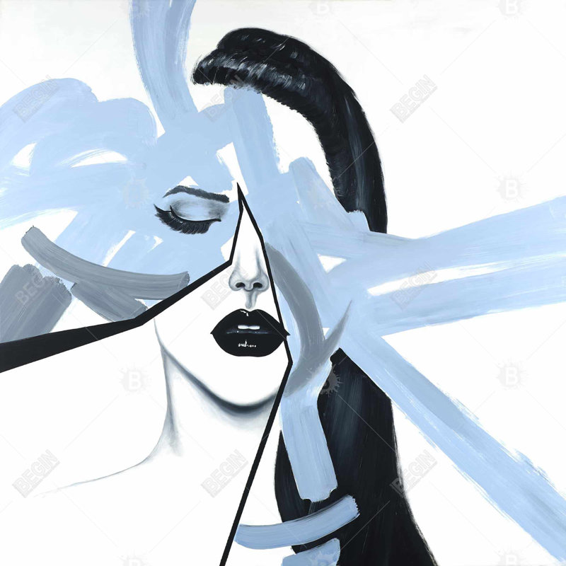 " Abstract Blue Woman Portrait "