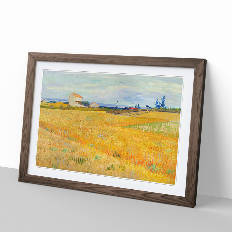 Wheat Field by Vincent Van Gogh - Picture Frame Painting, Walnut, 27cm H x 36cm W x 2cm D