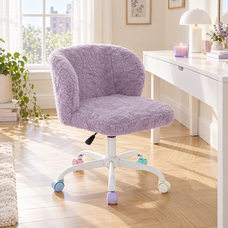 Chaise de bureau à domicile avec tissu en laine d'alpaga haut de gamme, Mauve