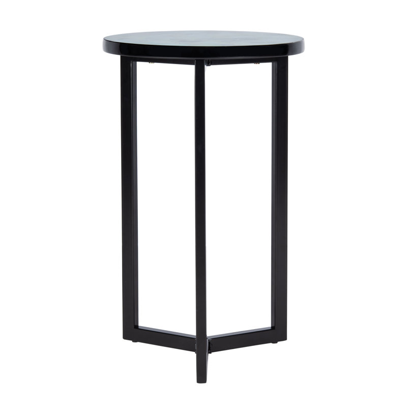Abba Solid Wood Top End Table, Turquoise
