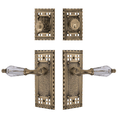 Nostalgic Warehouse Craftsman Entry Set With Parlour Crystal Lever In -2 3/8" Backset-Universal Handing