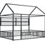 Structure de lit noire en métal de style maison avec tablettes. Pleine grandeur pour une chambre à coucher confortable. L 77,6 po x l 55,6 po x H 66,9 po et lit maison stable, noir-1964481912-1964481913