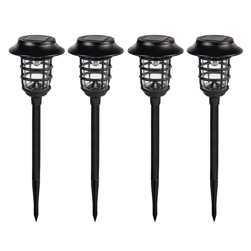 Ensemble de 4 lumières de sentier solaires noires, Noir satiné