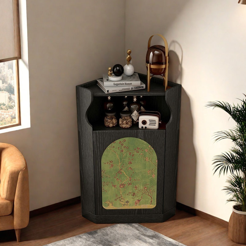 Élégante armoire de coin multifonctionnelle avec rangement, Noir, noir, noir, noir