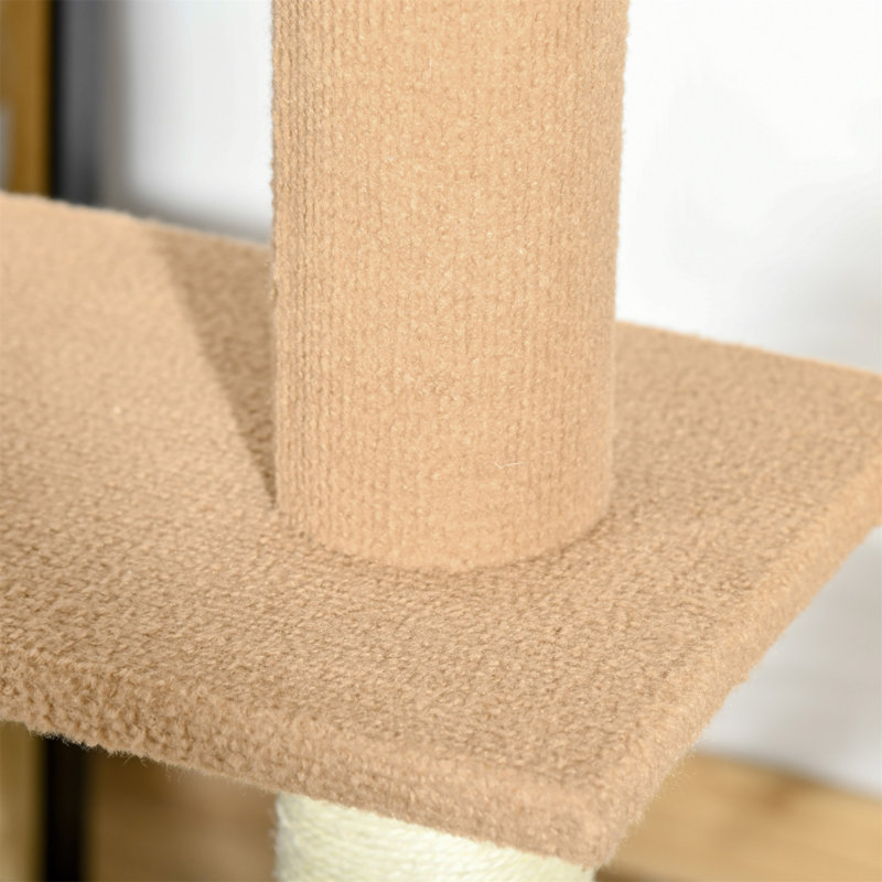 Arbre à chat réglable, conception de panneau de particules brun clair pour la maison