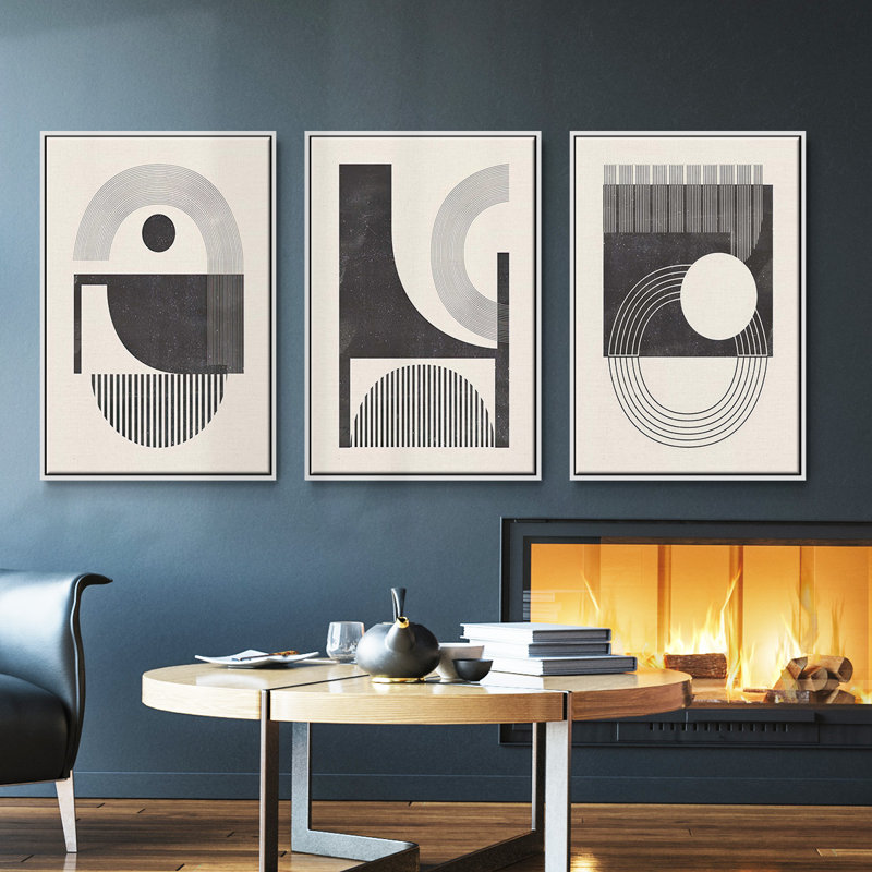Angled Spaces IVFramed Premium Gallery, ensemble de 3 toiles tendues, H 27 po x l 54 po, Blanc