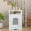 Meuble de litière pour chat, maison de chat en bois avec armoire fermée, litière cachée avec tablette de rangement, table d'appoint moderne pour salon ou chambre à coucher - blanc
